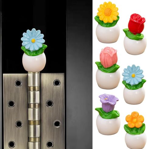 Cute Mini Creative Small Flower Potted Plant, Moss Gardening Flowers Hinge Heads Decorative Topper Set 6PCS, Home Decoration,Magnetic Hinge Head Toppers Door Hinge in Saudi Arabia