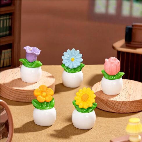Cute Mini Creative Small Flower Potted Plant, Tulip Hinge Heads Decorative Topper Set 6PCS, Home Decoration,Magnetic Hinge Head Toppers Door Hinge in Saudi Arabia