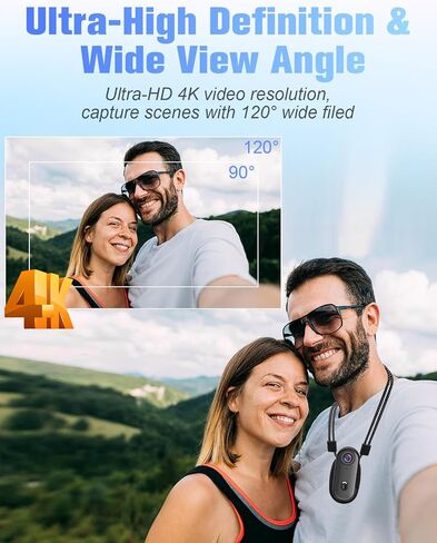 Mini Action Cam 4K, 64GB Body Cam WiFi Sports Camera, Wearable POV Camera, Portable Helmet Camcorder Thumb Size, Hands-free Recording, 30m Waterproof for Vlogging Cycling Swimming Hiking Petting in Saudi Arabia