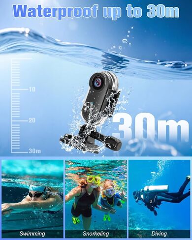 Mini Action Cam 4K, 64GB Body Cam WiFi Sports Camera, Wearable POV Camera, Portable Helmet Camcorder Thumb Size, Hands-free Recording, 30m Waterproof for Vlogging Cycling Swimming Hiking Petting in Saudi Arabia