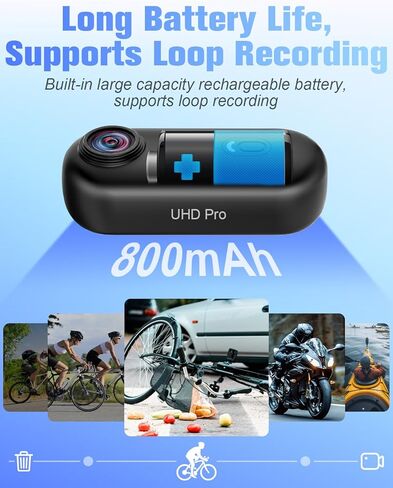 Mini Action Cam 4K, 64GB Body Cam WiFi Sports Camera, Wearable POV Camera, Portable Helmet Camcorder Thumb Size, Hands-free Recording, 30m Waterproof for Vlogging Cycling Swimming Hiking Petting in Saudi Arabia