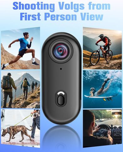 Mini Action Cam 4K, 64GB Body Cam WiFi Sports Camera, Wearable POV Camera, Portable Helmet Camcorder Thumb Size, Hands-free Recording, 30m Waterproof for Vlogging Cycling Swimming Hiking Petting in Saudi Arabia