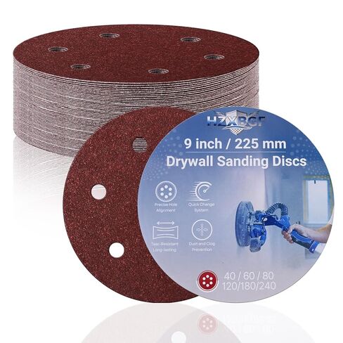 20 PCS 9 Inch 6 Hole Sanding Discs, 220 Grit Hook and Loop Round Sandpaper | Fine, for Wall, Wood, Metal, Popcorn Ceiling, Round Sanding Sheets, Alumina Sandpaper for Drywall Sander in Saudi Arabia