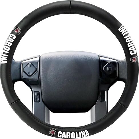 FANMATS 40517 University of South Carolina Genuine Leather Steering Wheel Cover | Black 15"x15" in Saudi Arabia
