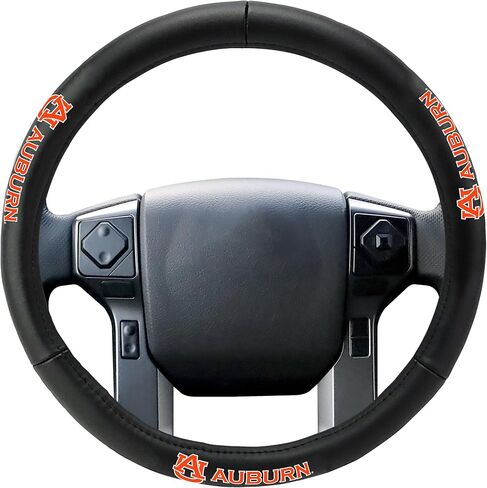 FANMATS 40524 Auburn University Genuine Leather Steering Wheel Cover | Black 15"x15" in Saudi Arabia