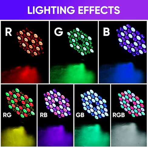 أضواء المسرح DJ Par للحفلات: 36 RGB LED ضوء المسرح مع التحكم عن بعد DMX المنشط بالصوت - أضواء الديسكو لأعلى للحفلات والأحداث وإضاءة مسرح الرقص في النادي in Kuwait