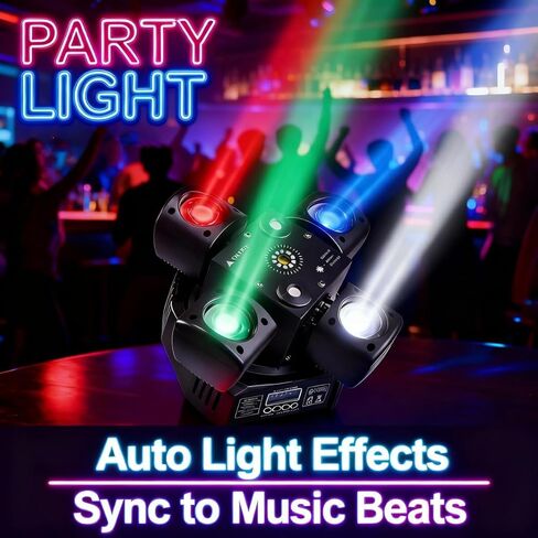 Moving Head DJ Light with Remote Control 4 Arms RGBW Home Party Disco Light with Sound Active DMX Strobe Beam Lighting for Halloween Christmas in Saudi Arabia