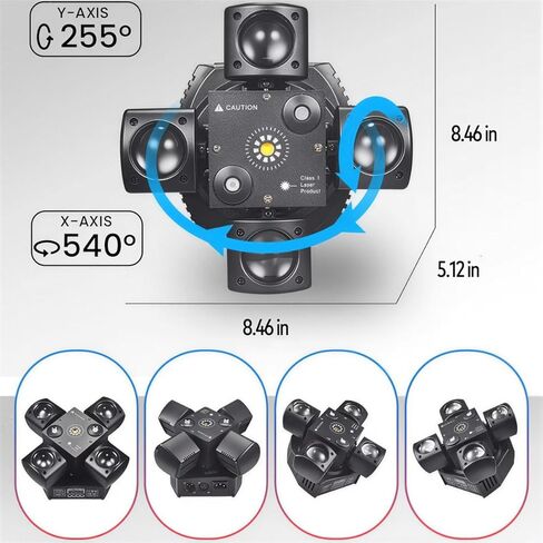 Moving Head DJ Light with Remote Control 4 Arms RGBW Home Party Disco Light with Sound Active DMX Strobe Beam Lighting for Halloween Christmas in Saudi Arabia