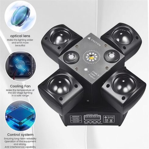 Moving Head DJ Light with Remote Control 4 Arms RGBW Home Party Disco Light with Sound Active DMX Strobe Beam Lighting for Halloween Christmas in Saudi Arabia