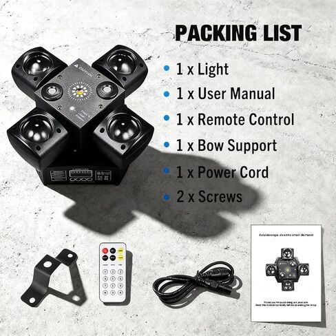 Moving Head DJ Light with Remote Control 4 Arms RGBW Home Party Disco Light with Sound Active DMX Strobe Beam Lighting for Halloween Christmas in Saudi Arabia