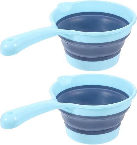 PRETYZOOM Folding Water Ladle with Long Handle Portable Collapsible Kitchen Scoop Set 2-Pack Hanging Small Bailer for Household Use 10.62X6.29X4.33In in Saudi Arabia