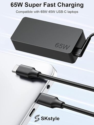 S SKSTYLE أحدث 65 واط USB C شاحن لأجهزة الكمبيوتر المحمول Dell Latitude XPS Chromebook الكمبيوتر 65 واط 45 واط نوع C شحن سريع in Kuwait