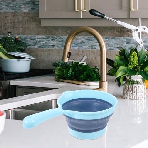 PRETYZOOM Folding Water Ladle with Long Handle Portable Collapsible Kitchen Scoop Set 2-Pack Hanging Small Bailer for Household Use 10.62X6.29X4.33In in Saudi Arabia