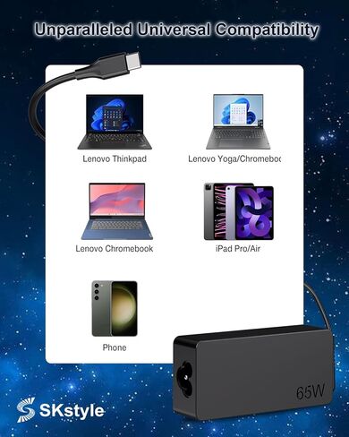 S SKSTYLE أحدث 65 واط USB C شاحن لأجهزة الكمبيوتر المحمول Dell Latitude XPS Chromebook الكمبيوتر 65 واط 45 واط نوع C شحن سريع in Kuwait