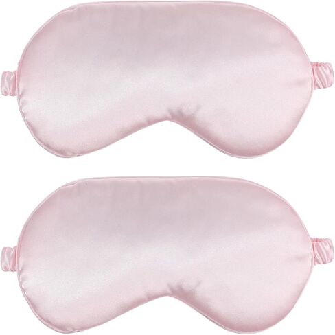 2 Pcs Satin Sleep Mask, Pink Silk Eye Mask for Sleeping Breathable Blindfold with Elastic Strap Soft Eye Cover for Women Men Travel Nap in Saudi Arabia