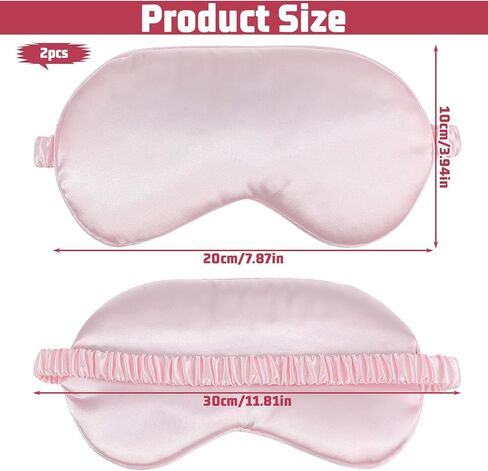 2 Pcs Satin Sleep Mask, Pink Silk Eye Mask for Sleeping Breathable Blindfold with Elastic Strap Soft Eye Cover for Women Men Travel Nap in Saudi Arabia