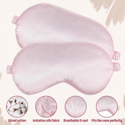 2 Pcs Satin Sleep Mask, Pink Silk Eye Mask for Sleeping Breathable Blindfold with Elastic Strap Soft Eye Cover for Women Men Travel Nap in Saudi Arabia