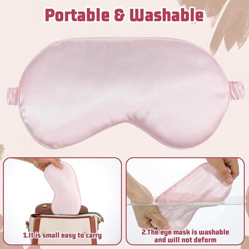 2 Pcs Satin Sleep Mask, Pink Silk Eye Mask for Sleeping Breathable Blindfold with Elastic Strap Soft Eye Cover for Women Men Travel Nap in Saudi Arabia