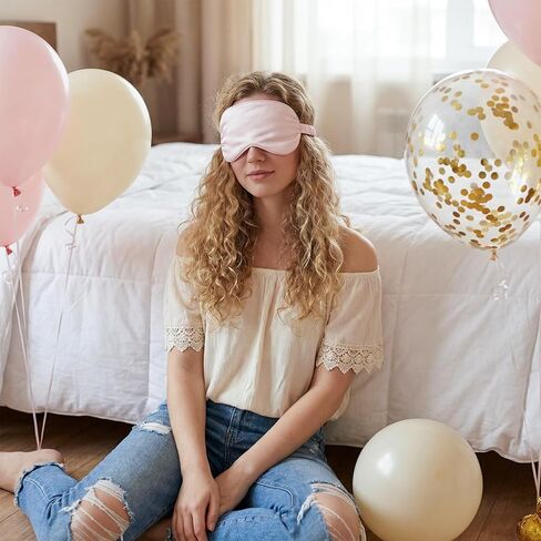 2 Pcs Satin Sleep Mask, Pink Silk Eye Mask for Sleeping Breathable Blindfold with Elastic Strap Soft Eye Cover for Women Men Travel Nap in Saudi Arabia