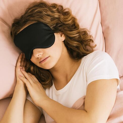 20 Pieces Silk Sleep Mask with Adjustable Strap, Black Eye Covers for Sleeping with 2PCS Storage Bags Soft Satin Eye Mask Blindfold Comfortable Sleeping Masks for Travel, Women Men in Saudi Arabia