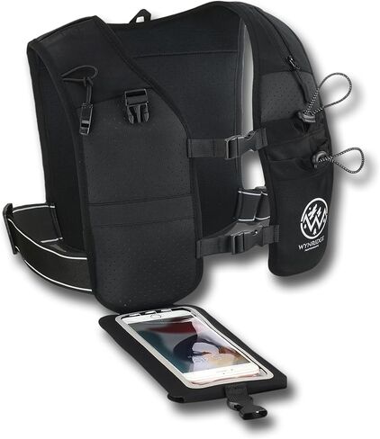 WYNRIDGE Running Hydration Vest | Mens & Womens Running Gear | Reflective Vest Running | 8 Pocket Storage with 17oz Flask | Secure Phone Holder | Adjustable Lightweight Black Neoprene in Saudi Arabia
