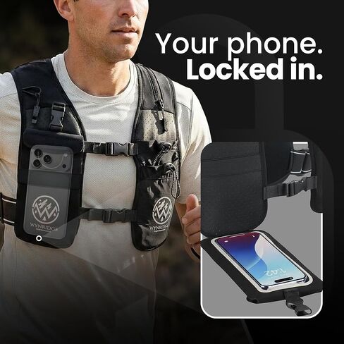 WYNRIDGE Running Hydration Vest | Mens & Womens Running Gear | Reflective Vest Running | 8 Pocket Storage with 17oz Flask | Secure Phone Holder | Adjustable Lightweight Black Neoprene in Saudi Arabia