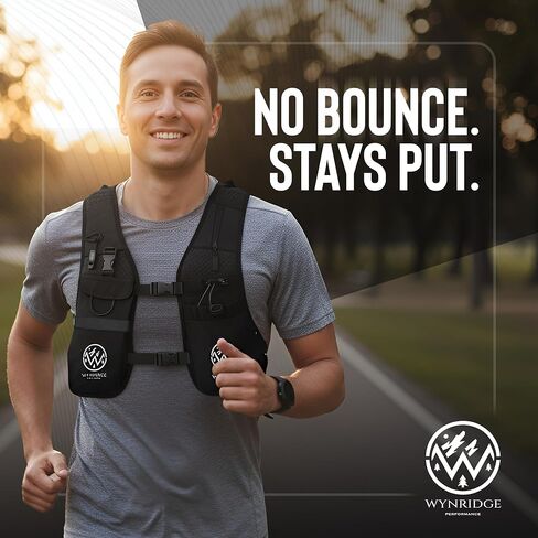 WYNRIDGE Running Hydration Vest | Mens & Womens Running Gear | Reflective Vest Running | 8 Pocket Storage with 17oz Flask | Secure Phone Holder | Adjustable Lightweight Black Neoprene in Saudi Arabia