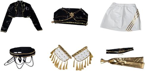 Cosfun Womens Mira Cosplay Uniform Costume Set Black Golden Jacket Top Skirt Full Sets Stage Performance in Kuwait