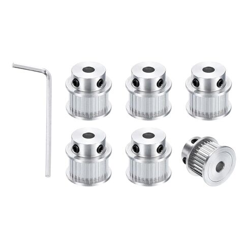 uxcell 6pcs GT-2 30T Pulley Synchronous Wheel 5mm Bore, Aluminum Timing Pulley 30 Teeth, Fit Width 10mm Timing Belt for 3D Printer CNC Machine (with A Wrench) in Saudi Arabia