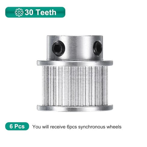uxcell 6pcs GT-2 30T Pulley Synchronous Wheel 5mm Bore, Aluminum Timing Pulley 30 Teeth, Fit Width 10mm Timing Belt for 3D Printer CNC Machine (with A Wrench) in Saudi Arabia