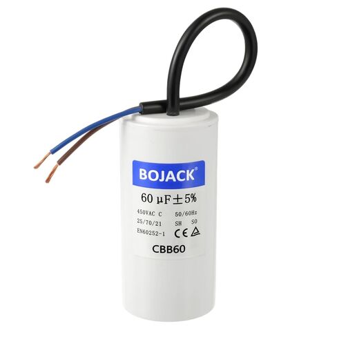BOJACK CBB60 Run Capacitor 60 uF 450V AC 60 MFD 2 Wire 50/60Hz Cylinder Motor Run Capacitor for Motor Blower air Compressor and air Conditioner Compressor Replacement Part in Saudi Arabia