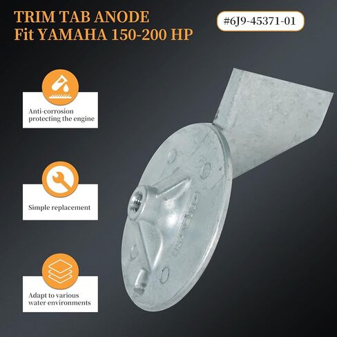 6J9-45371-01 Trim Tab Zinc Anode Replacement for Yamaha Outboard 150-200HP Engine in Kuwait