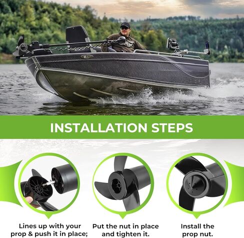JERBOR MGA089B Trolling Motor 3-Blade Propeller with Aluminum Prop Nut Fit for MotorGuide XI3 XI5, Compatible with MotorGuide 3.5" Motor in Saudi Arabia