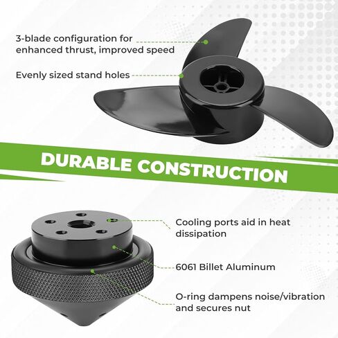 JERBOR MGA089B Trolling Motor 3-Blade Propeller with Aluminum Prop Nut Fit for MotorGuide XI3 XI5, Compatible with MotorGuide 3.5" Motor in Saudi Arabia