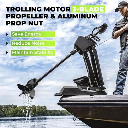 JERBOR MGA089B Trolling Motor 3-Blade Propeller with Aluminum Prop Nut Fit for MotorGuide XI3 XI5, Compatible with MotorGuide 3.5" Motor in Saudi Arabia