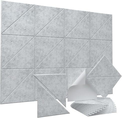 لوحات صوتية Vieshful، لوحات جدارية ممتصة للصوت قابلة للتقشير واللصق، 10 عبوات من الألواح عالية الكثافة مقاس 12 × 12 بوصة لتقليل الصدى والمسرح المنزلي والاستوديو والديكور الداخلي الحديث، باللون الأبيض in Kuwait