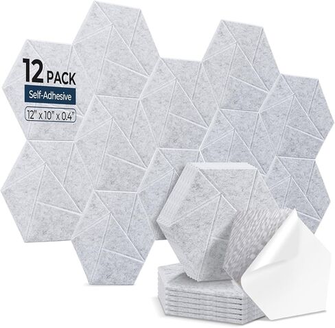 18 Pack Hexagon Acoustic Panels, 12" x 10" x 0.4" High-Density Soundproof Wall Panels, Self-Adhesive Acoustic Wall Panels for Studio, Home, Office, Black in Saudi Arabia