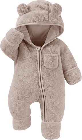 Newborn Baby Snowsuit Baby Girl Boys Clothes Winter Warm Fleece Hooded Romper Jumpsuit Infant Costume 0-12 Months in Kuwait
