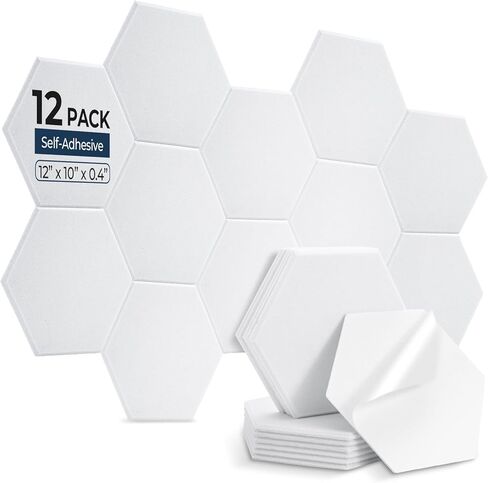 18 Pack Hexagon Acoustic Panels, 12" x 10" x 0.4" High-Density Soundproof Wall Panels, Self-Adhesive Acoustic Wall Panels for Studio, Home, Office, Black in Saudi Arabia