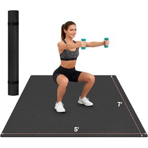 Stepwaver Extra Large Exercise Mat, 6'x4'/7'x5' /8'x5' (6mm) Thick Workout Mat for Home Gym & Garage Flooring, Shoe-Friendly, Non-Slip, Ultra Durable, Thick Large Workout Mats for Home Workouts in Kuwait