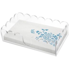 Picowe Acrylic Napkin Holder, Scalloped Tray for Bathroom, Kitchen, Dining Room, Clear Guest Hand Towel with U-Shaped Opening & Non-Slip Pads, Paper Holder for Weddings, Hotels (9x5.3x2.4inch) in Kuwait