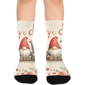 Red Rose Gnome Notes Beige Hiking Socks - Toddler Boys & Girls Warm Thick Thermal Winter Crew Socks for School, Daily Wear & Outdoor Activities in Kuwait