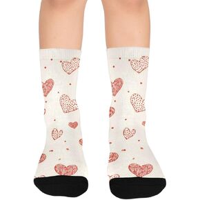 White Dot Red Heart Hiking Socks - Toddler Boys & Girls Warm Thick Thermal Winter Crew Socks for School, Daily Wear & Outdoor Activities in Saudi Arabia