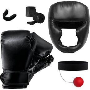 مجموعة معدات الملاكمة المكونة من 7 قطع تتضمن غطاء رأس للملاكمة وقفازات ملاكمة ووسادات يد داعمة وواقيات للفم ممتصة للصدمات وكرة عاكسة. يمكن لشخص واحد أيضًا استخدامه لتدريب الملاكمة الخاص به in Kuwait