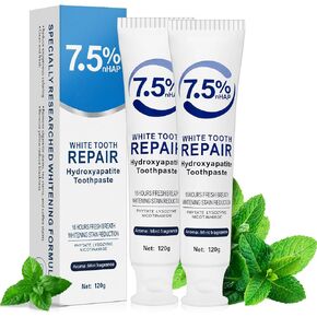 معجون أسنان نانو هيدروكسيباتيت 7.5% (خالٍ من الفلورايد)، إعادة المعادن وحماية المينا، يوصي به طبيب الأسنان للأسنان الحساسة والأطفال، معجون أسنان منعش ومبيض in Kuwait