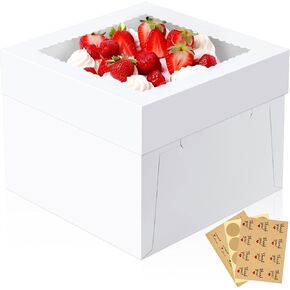 10 Pcs Cake Boxes, 12x12x8 Inch Tall Cake Box with Clear Window, White Cardboard Bakery Boxes, Disposable Cake Transport Containers with Lids for Multi-Layer Cakes Pie Dessert Wedding Birthday in Saudi Arabia