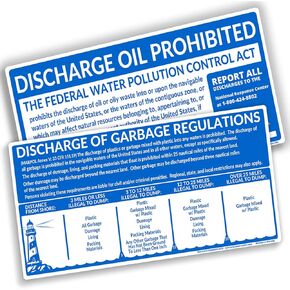 USCG Placard Compliance Set (2-Pack) – 5" x 10" Marine Regulation Decals – Garbage & Oil Discharge Required Boat Placards – Waterproof UV Laminated Vinyl – Coast Guard Vessel Posting Stickers in Saudi Arabia