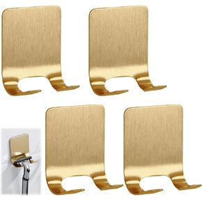 4 Pcs Gold Razor Loofah Holder for Shower Self Adhesive Waterproof Shaver Hooks Waterproof for wall Metal Heavy Duty Utility Storage Hanger Hooks Holder for Towels Accessories Kitchen Bathroom (Gold) in Kuwait