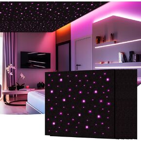 ألواح إسفنجية ذاتية اللصق مقاومة للصوت للجدران، لوحات صوتية مقاس 48 بوصة × 48 بوصة مع ضوء النجوم من الألياف الضوئية، لوحات جدارية أنيقة عازلة للصوت تمتص أضواء الألياف الضوئية المتلألئة بالضوضاء - 4 عبوات in Kuwait