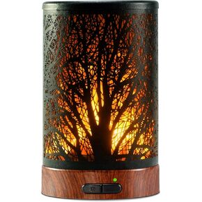 Aromatherapy Essential Oil Diffuser for Home - 100ml Black Ultrasonic Diffuser with Dynamic Flame Light, Metal Cool Mist Aroma Diffuser for Essential Oils & Auto Shut-Off Protection in Saudi Arabia